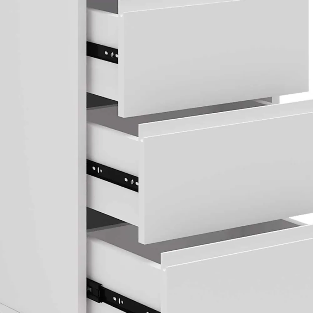 Wohnen Weiße Hochkommode mit Spiegel aufklappbar - Ricks