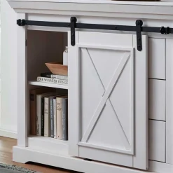 Wohnen Sideboards & Kommoden|Landhausmöbel*Weiße Kommode mit Schiebetür & Schubladen - Kuito