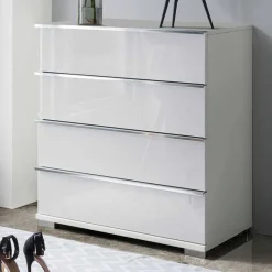 Wohnen Weiße Kommode mit vier Schubladen - Rocca