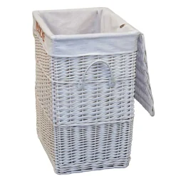 Wohnen Rattanmöbel*Weiße Landhaus Wäschetruhe aus Weide Geflecht - Alberello