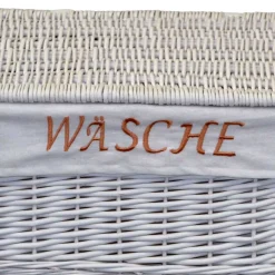 Wohnen Rattanmöbel*Weiße Landhaus Wäschetruhe aus Weide Geflecht - Alberello