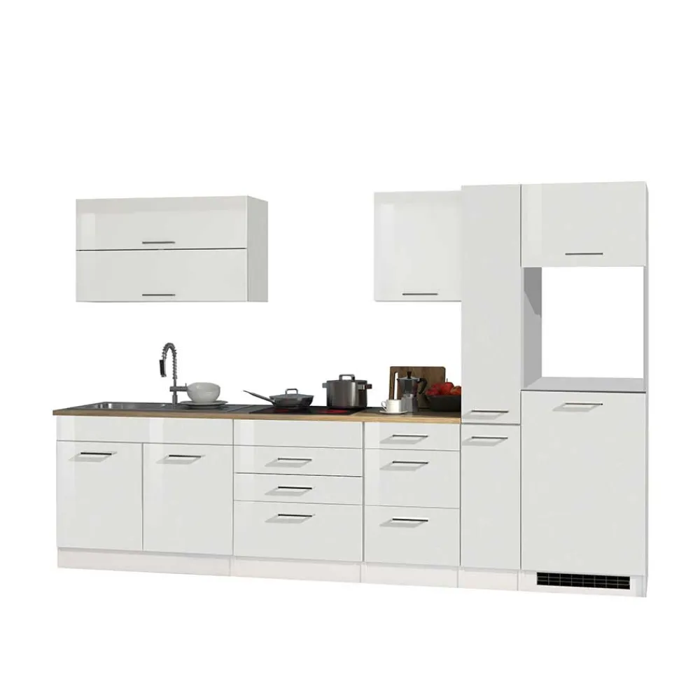 Wohnen Weiße Leerblock Küche 320cm - Cuneo (achtteilig)