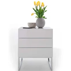 Wohnen Sideboards & Kommoden|Sideboards & Kommoden*Weiße Nachtkommode mit Bügelgestell Chrom Munarula 50x60x40 cm