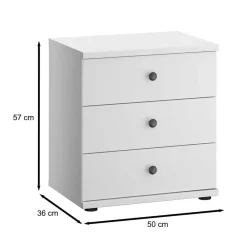 Wohnen Landhausmöbel|Kommoden*Weiße Nachtkommode mit drei Schubladen - Flinn