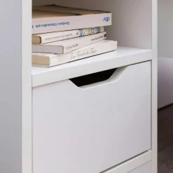 Wohnen Weiße Nachtkonsole mit Schublade und Fach - Hank