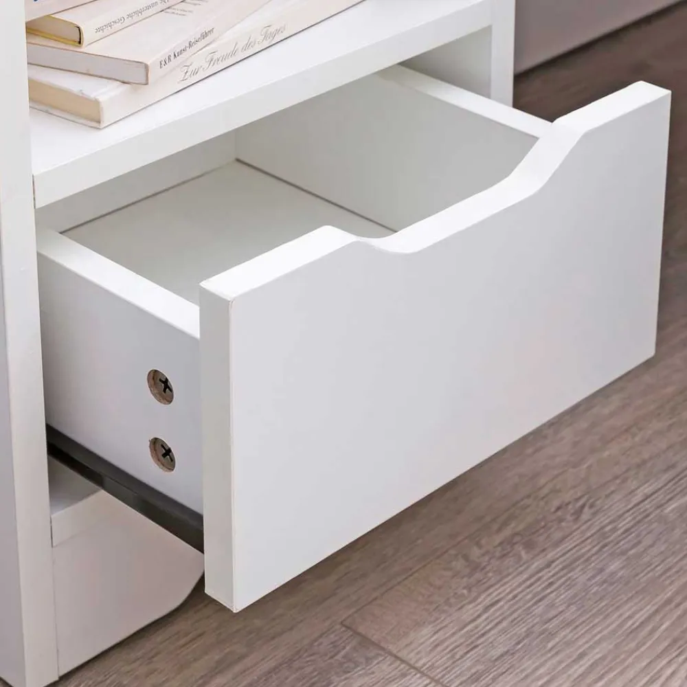 Wohnen Weiße Nachtkonsole mit Schublade und Fach - Hank