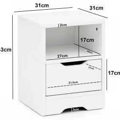 Wohnen Weiße Nachtkonsole mit Schublade und Fach - Hank