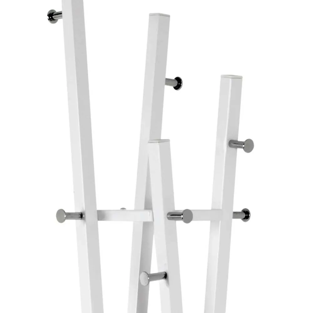 Wohnen Weiße Standgarderobe mit 12 Haken in Chrom - Traly