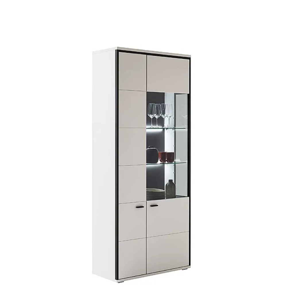 Wohnen Vitrinen|Wohnzimmer-Vitrinen*Weiße Stauraumvitrine in modernem Design - Loazin