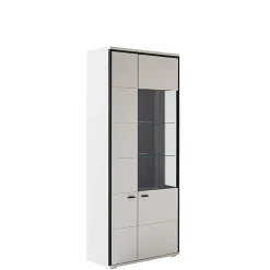 Wohnen Vitrinen|Wohnzimmer-Vitrinen*Weiße Stauraumvitrine in modernem Design - Loazin