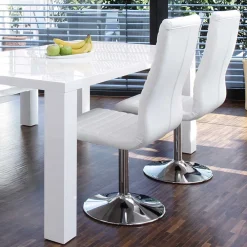 Wohnen Bürostühle*Weiße Stühle drehbar - Basel (4er Set)