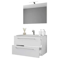 Wohnen Weiße Waschtischkonsole & Spiegel - Ipsum (zweiteilig)