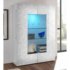 Wohnen Weiße Wohnzimmervitrine in Hochglanz - Vovasoma