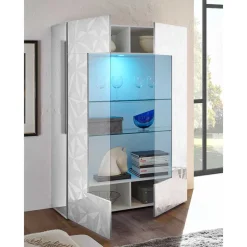 Wohnen Weiße Wohnzimmervitrine in Hochglanz - Vovasoma