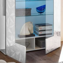 Wohnen Weiße Wohnzimmervitrine in Hochglanz - Vovasoma