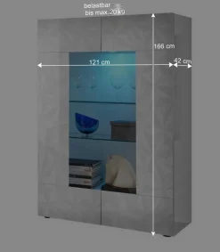 Wohnen Weiße Wohnzimmervitrine in Hochglanz - Vovasoma