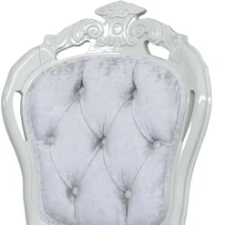 Wohnen Weißer Barock Polsterstuhl aus Samt & Massivholz - Kubina