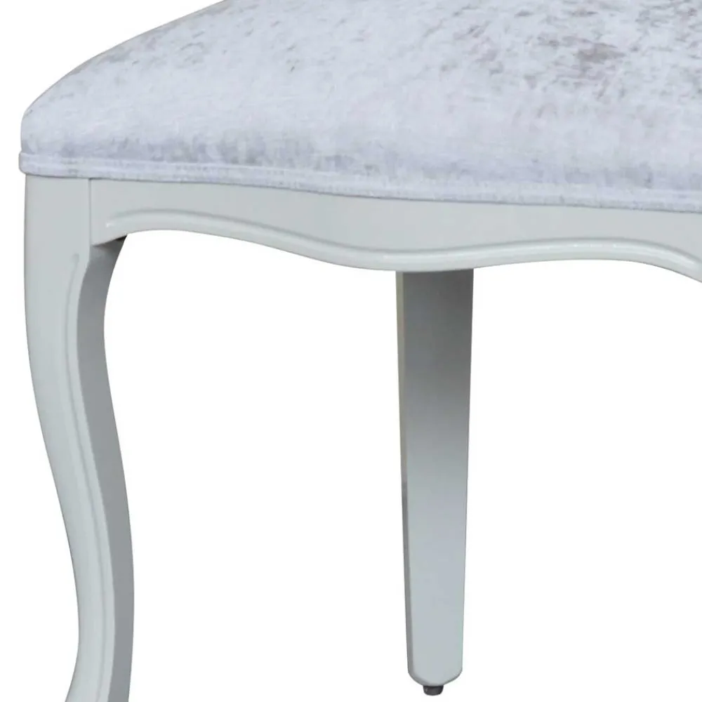 Wohnen Weißer Barock Polsterstuhl aus Samt & Massivholz - Kubina