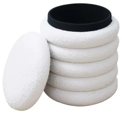 Wohnen Weißer Boucle Hocker mit Stauraum - Francara