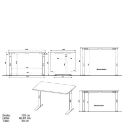 Wohnen Weiße Möbel|Bürotische*Weißer Bürotisch manuell höhenverstellbar - Sparkle