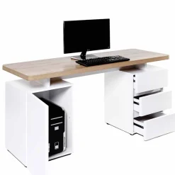 Wohnen Weißer Computer-Schreibtisch Aragon mit viel Stauraum