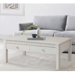 Wohnen Weiße Möbel|Naturholzmöbel*Weißer Couchtisch Landhaus mit Schublade - Loggia