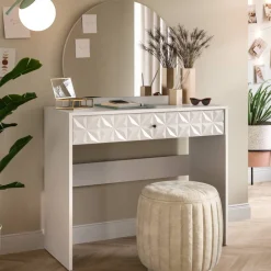 Wohnen Weiße Möbel|Schminktische*Weißer Design-Schminktisch mit Spiegel - Ustabo