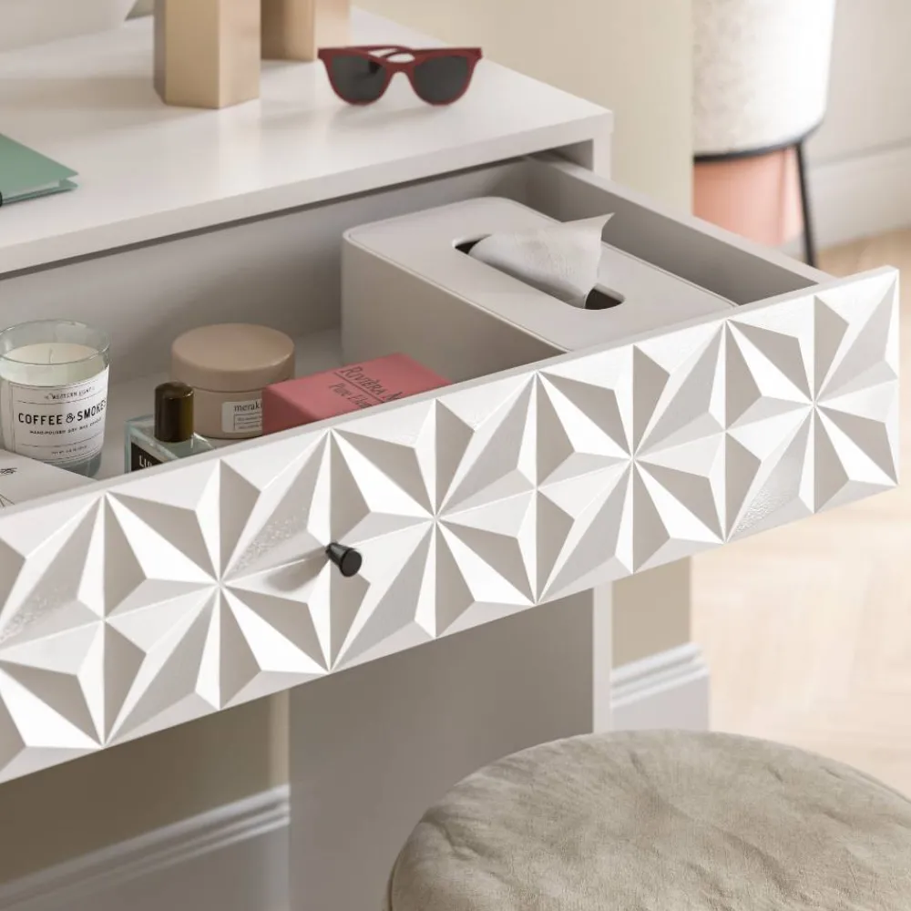 Wohnen Weiße Möbel|Schminktische*Weißer Design-Schminktisch mit Spiegel - Ustabo