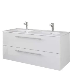 Wohnen Weißer Doppel-Waschtisch für die Wandmontage - Matsu