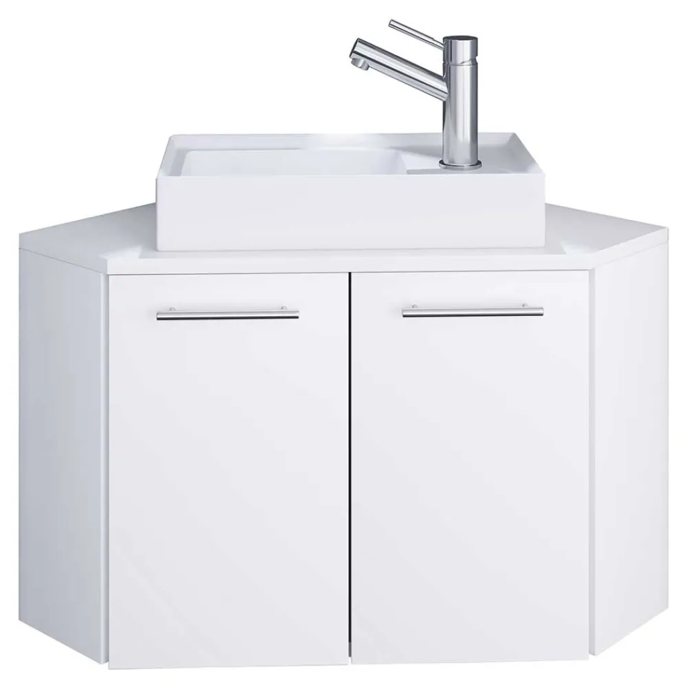 Wohnen Weißer Eckwaschtisch mit Metallgriffen - Graving