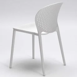 Wohnen Weißer Gartenstuhl aus Kunststoff Fanovic stapelbar (4er Set)