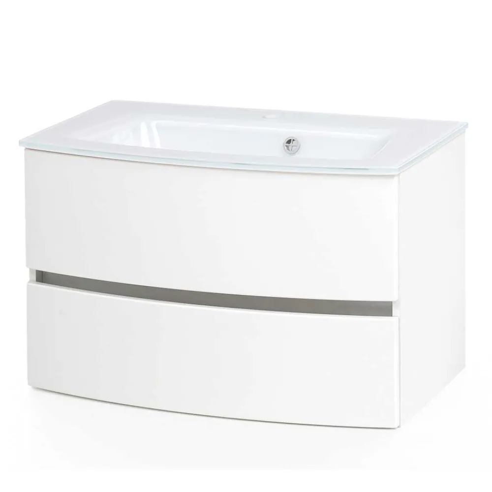 Wohnen Weißer Hänge-Waschtisch mit zwei Schubladen - Mesciria