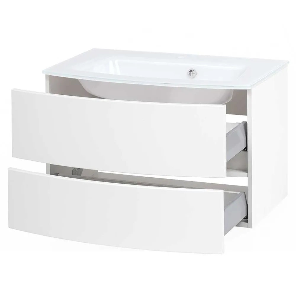 Wohnen Weißer Hänge-Waschtisch mit zwei Schubladen - Mesciria