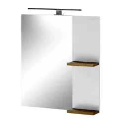 Wohnen Weißer Hochglanz Badspiegel mit 2 Ablagen - Vauflos