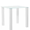 Wohnen Weißer Hochglanz Tisch mit Glasplatte - Richard