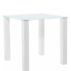 Wohnen Weißer Hochglanz Tisch mit Glasplatte - Richard