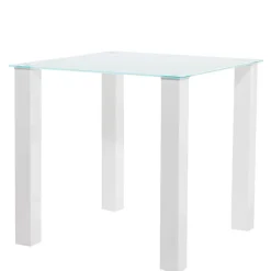 Wohnen Weißer Hochglanz Tisch mit Glasplatte - Richard
