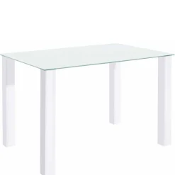 Wohnen Weißer Hochglanz Tisch mit Glasplatte - Richard