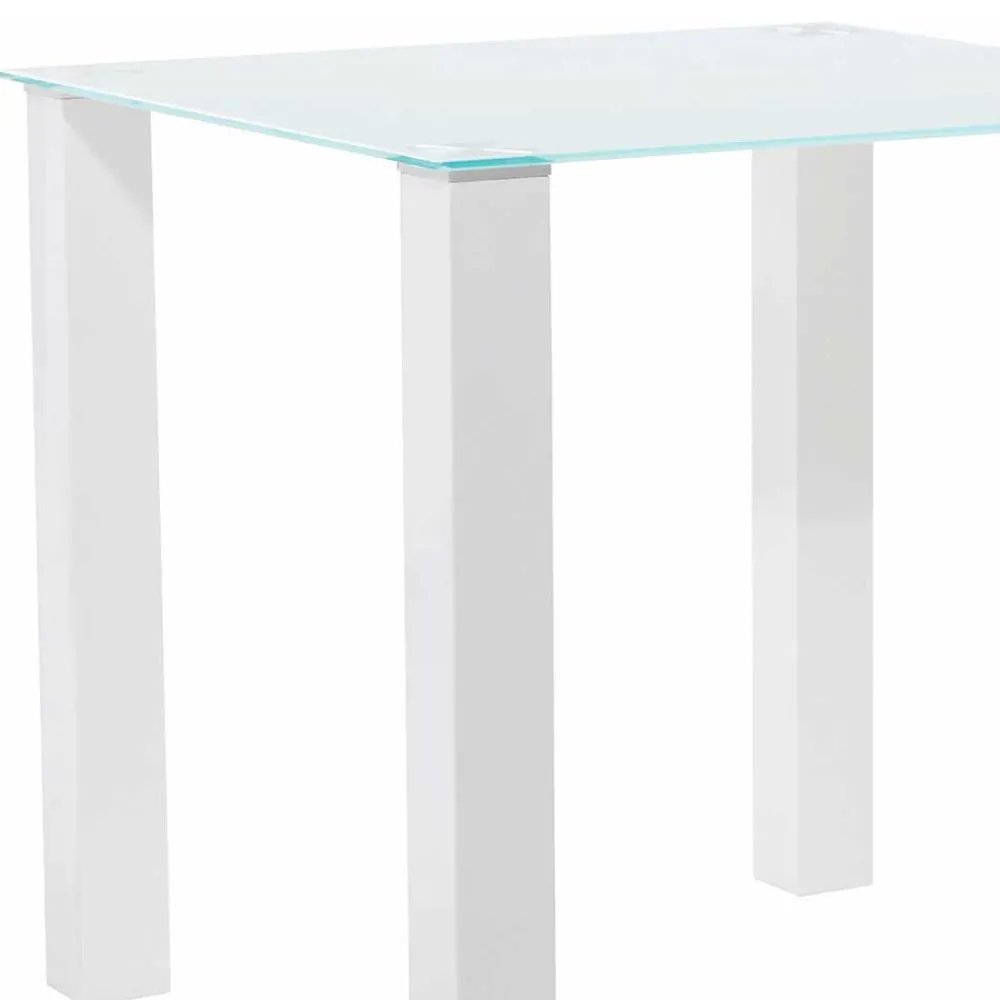 Wohnen Weißer Hochglanz Tisch mit Glasplatte - Richard