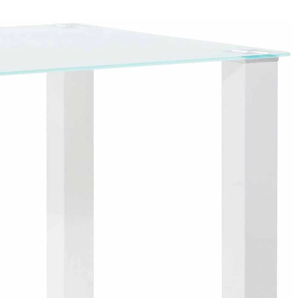 Wohnen Weißer Hochglanz Tisch mit Glasplatte - Richard