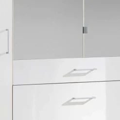 Wohnen Weißer Kleiderschrank mit Spiegel - 179x199x58 cm - Venture