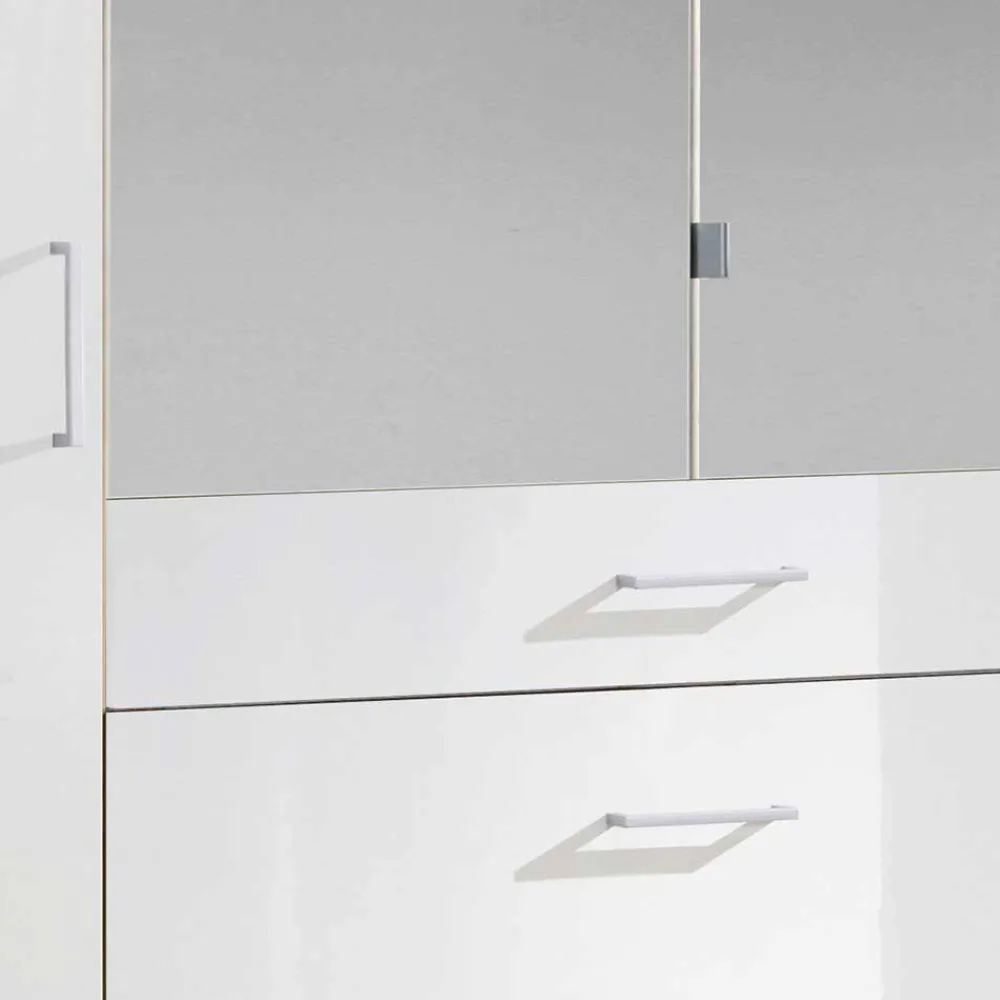 Wohnen Weißer Kleiderschrank mit Spiegel - 179x199x58 cm - Venture