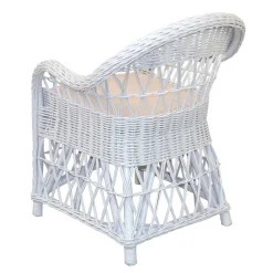 Wohnen Weißer Korbsessel aus Rattan Geflecht - Kuraico
