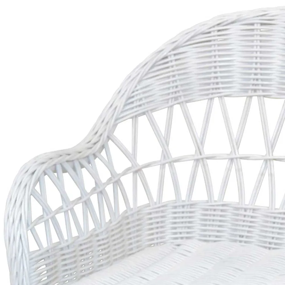 Wohnen Weißer Korbsessel aus Rattan Geflecht - Kuraico