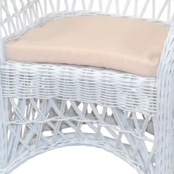 Wohnen Weißer Korbsessel aus Rattan Geflecht - Kuraico