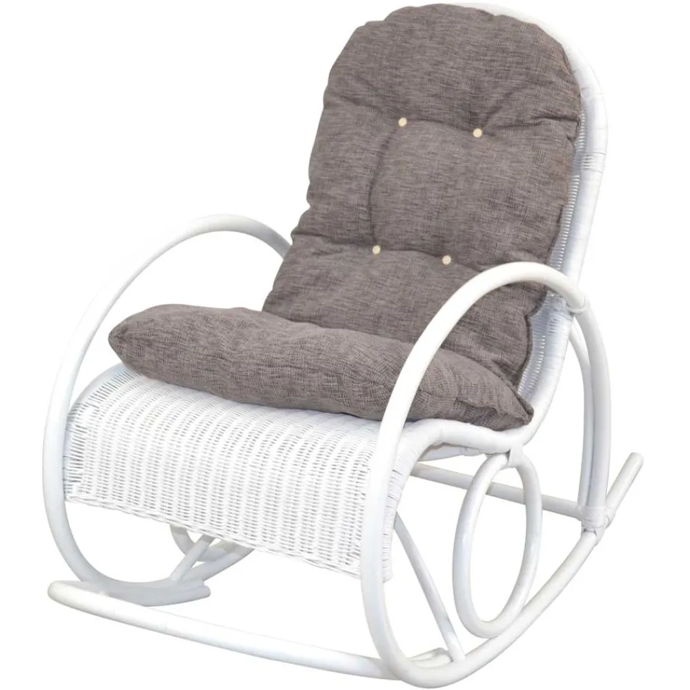 Wohnen Weißer Schaukelstuhl aus Rattangeflecht - Vilatata