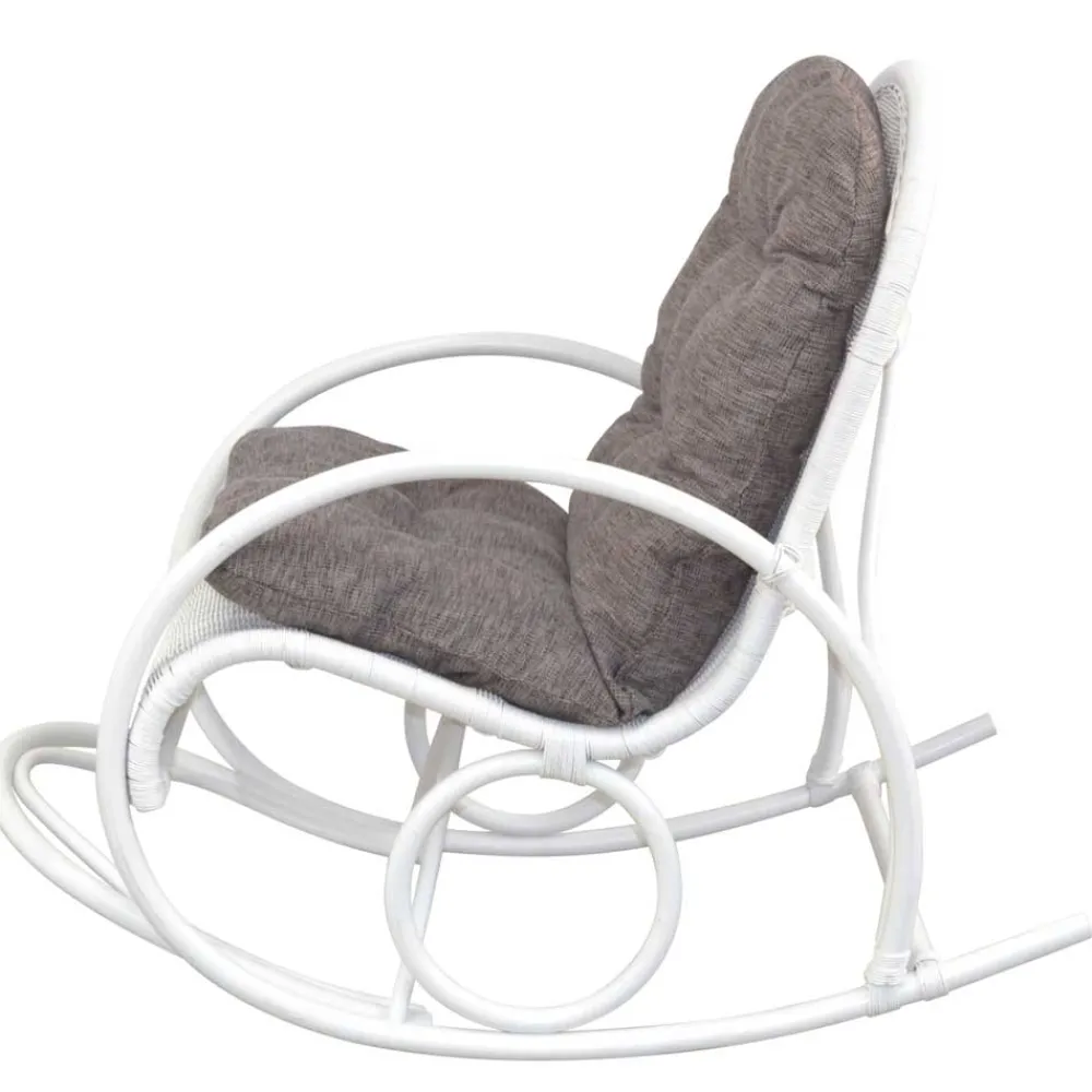 Wohnen Weißer Schaukelstuhl aus Rattangeflecht - Vilatata