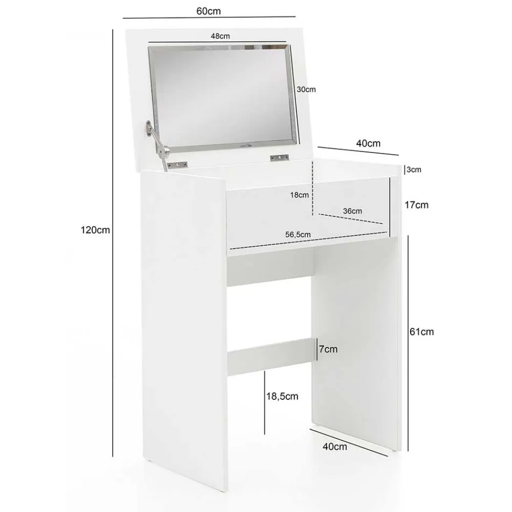 Wohnen Weißer Schminktisch & Hocker - Toprino (zweiteilig)