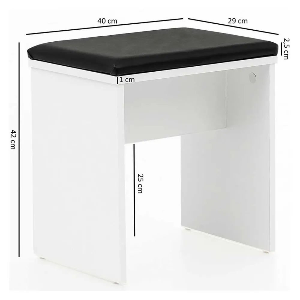 Wohnen Weißer Schminktisch & Hocker - Toprino (zweiteilig)