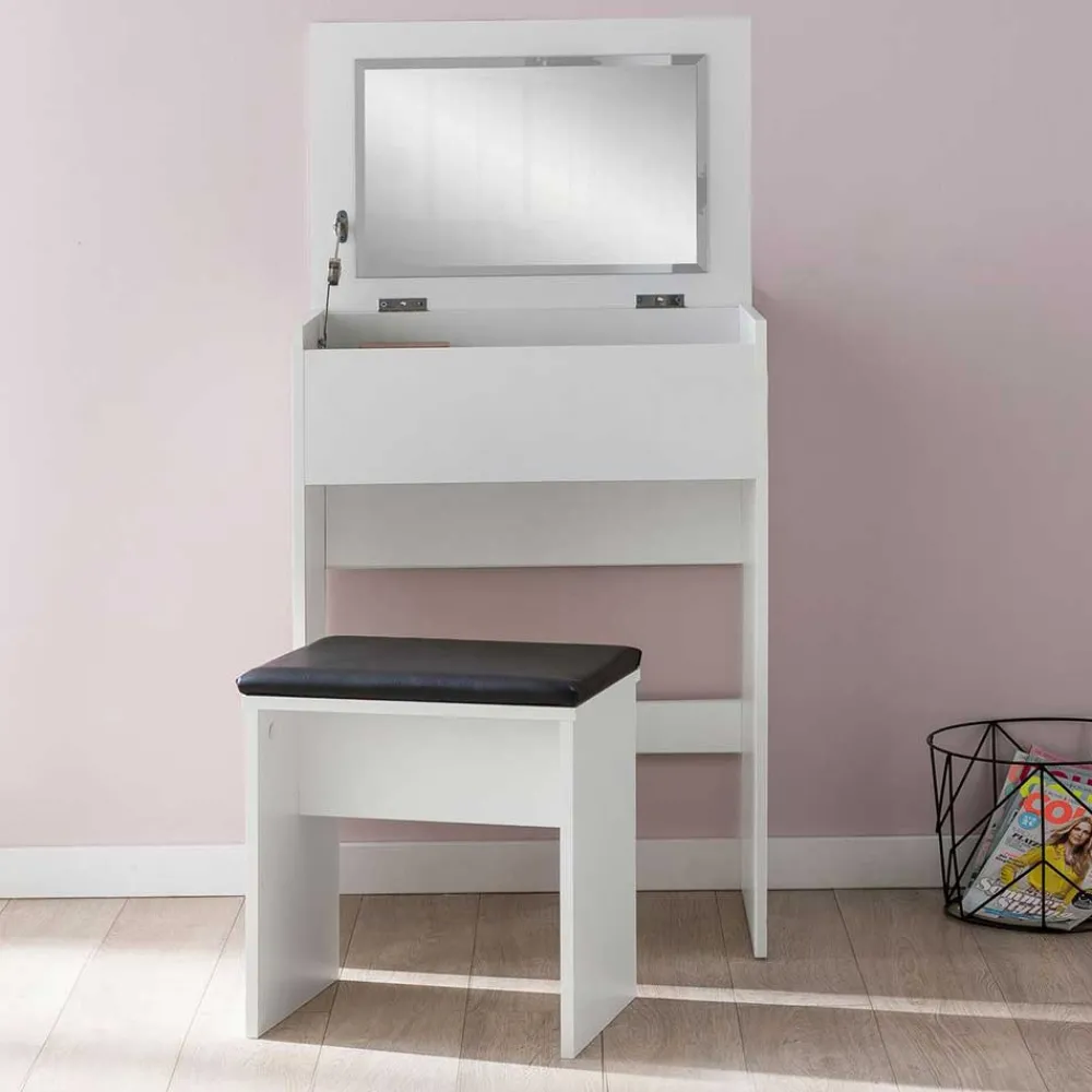 Wohnen Weißer Schminktisch & Hocker - Toprino (zweiteilig)